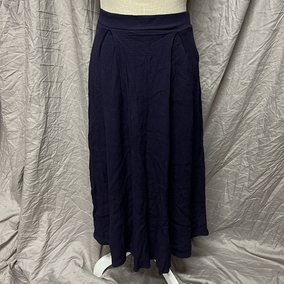 Vintage Fine Line Midi Skirt Blue Purple Womens Size L - Picture 1 of 4